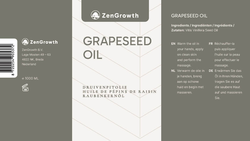 ZenGrowth 100% Natural Grape Seed Oil 1L