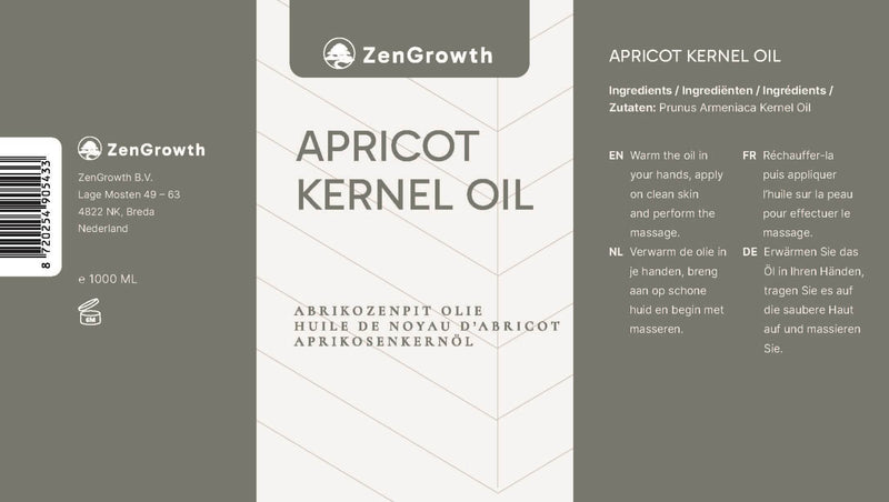 ZenGrowth 100% Natural Apricot Kernel Oil 1L