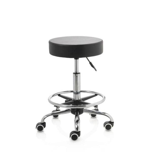 ZenGrowth Tabouret Black with Foot Ring and Chrome Frame