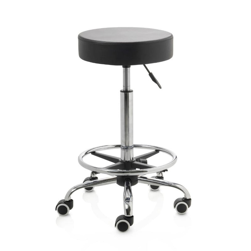 ZenGrowth Tabouret Black with Foot Ring and Chrome Frame