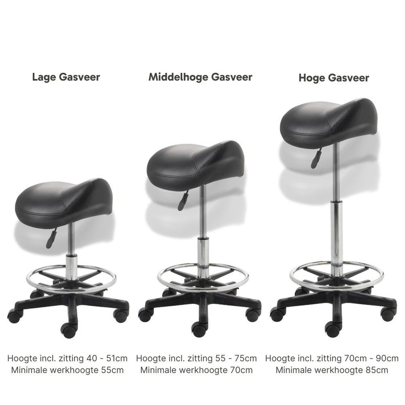 ZenGrowth Saddle Stool Black with Foot Ring and Plastic Frame