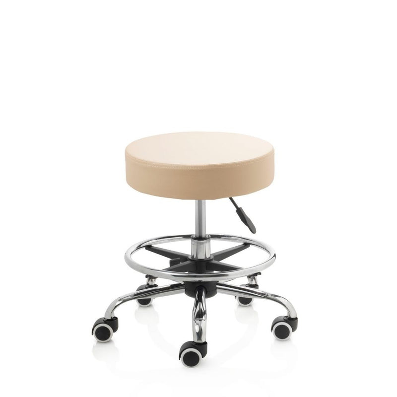 ZenGrowth Tabouret Beige with Foot Ring and Chrome Frame