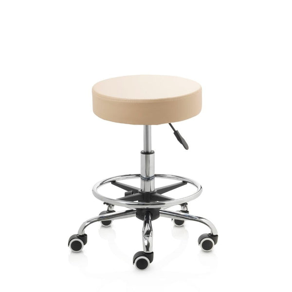 ZenGrowth Tabouret Beige with Foot Ring and Chrome Frame