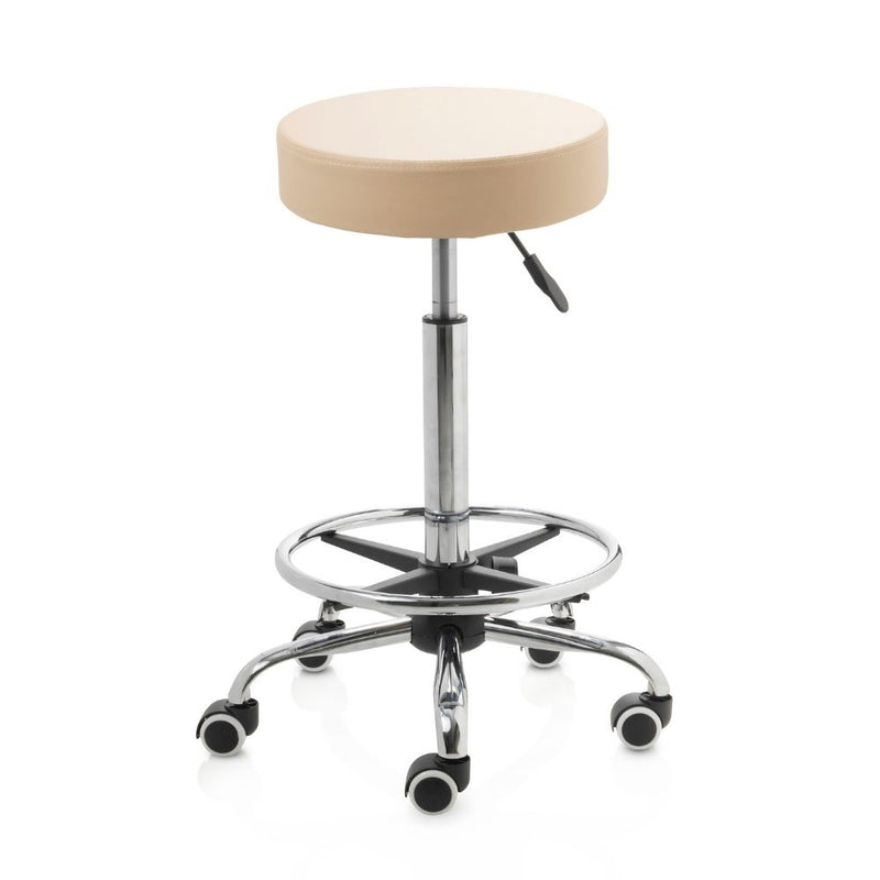 ZenGrowth Tabouret Beige with Foot Ring and Chrome Frame