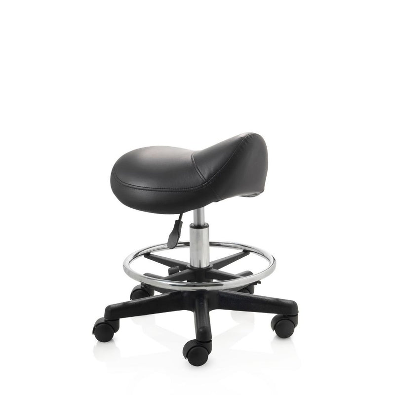 ZenGrowth Saddle Stool Black with Foot Ring and Plastic Frame