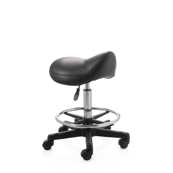 ZenGrowth Saddle Stool Black with Foot Ring and Plastic Frame