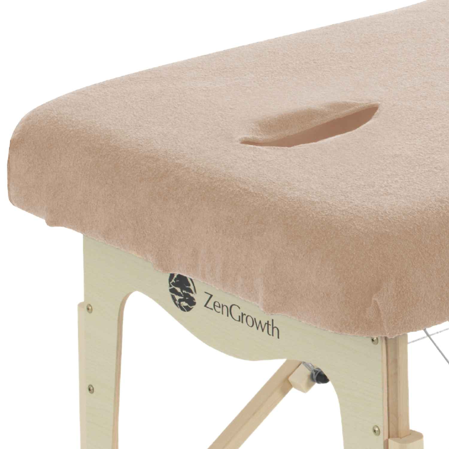 Terry Cloth Fitted Sheet for Massage Table, Light Brown with Face Hole