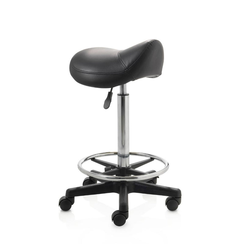 ZenGrowth Saddle Stool Black with Foot Ring and Plastic Frame