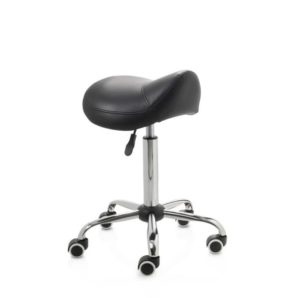 ZenGrowth Saddle Stool Black with Chrome Frame