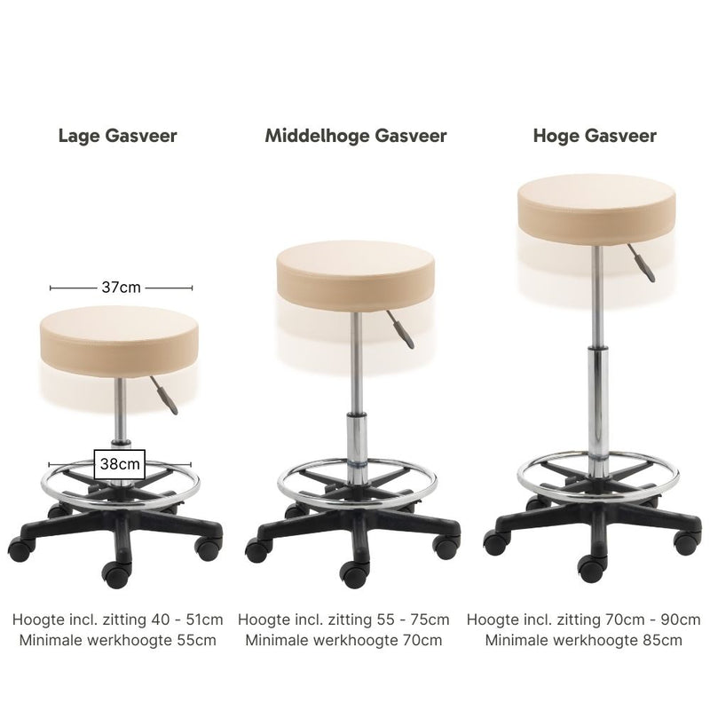 ZenGrowth Tabouret Beige with Foot Ring and Plastic Frame