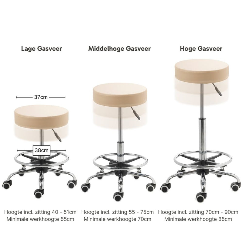 ZenGrowth Tabouret Beige with Foot Ring and Chrome Frame