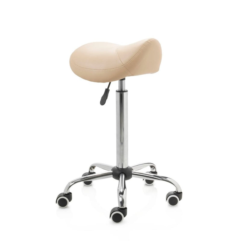 ZenGrowth Saddle Stool Beige with Chrome Frame