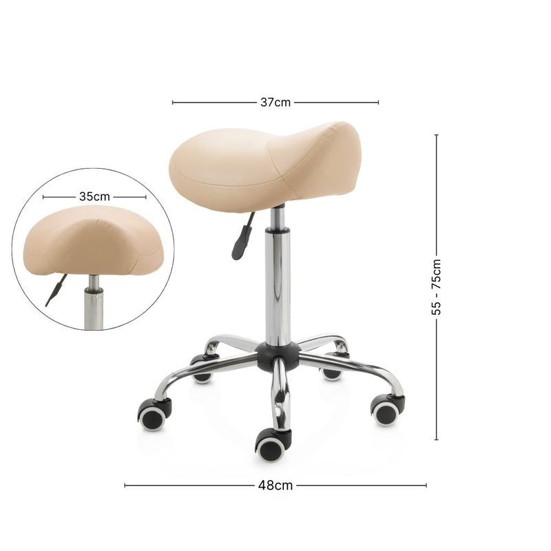 ZenGrowth Saddle Stool Beige with Chrome Frame