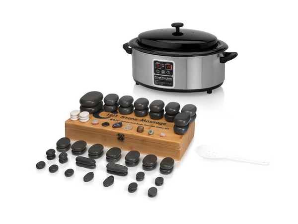 Hot stone set 6L heater with display + 64 stones