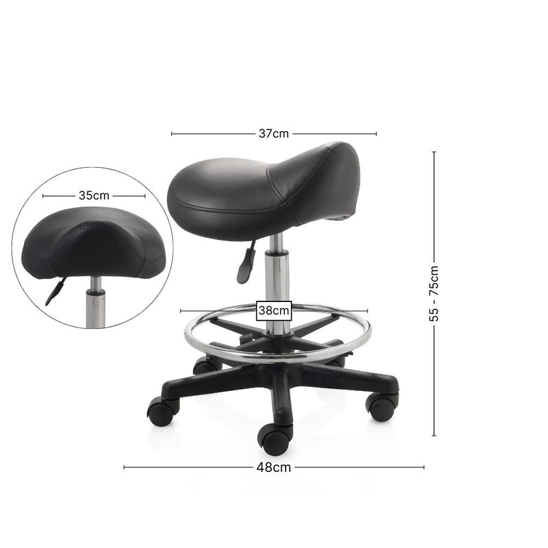 ZenGrowth Saddle Stool Black with Foot Ring and Plastic Frame