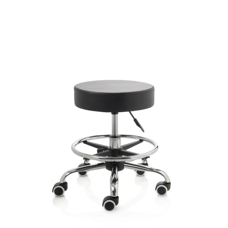 ZenGrowth Tabouret Black with Foot Ring and Chrome Frame