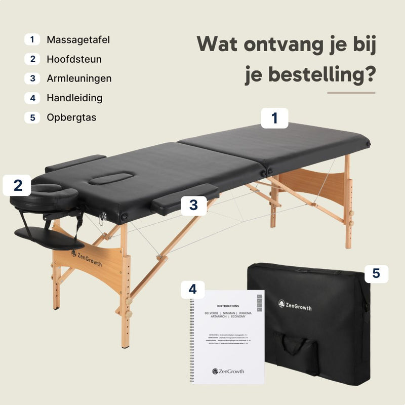 ZENGROWTH Massage Table Economy Flat Black