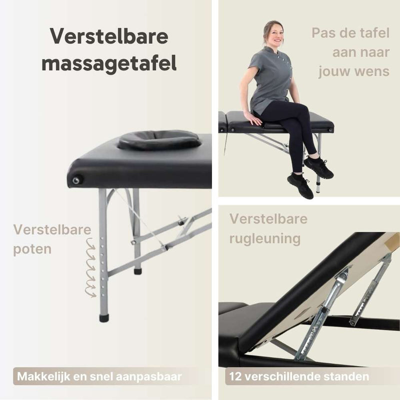 ZENGROWTH Foldable Massage Table Athlete Black 63.5cm