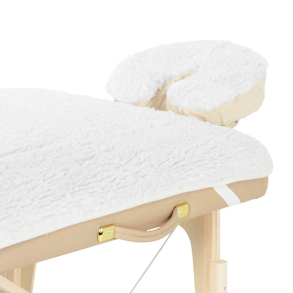 Fluffy Fleece Fitted Sheet with Elastic White with Headrest Cover