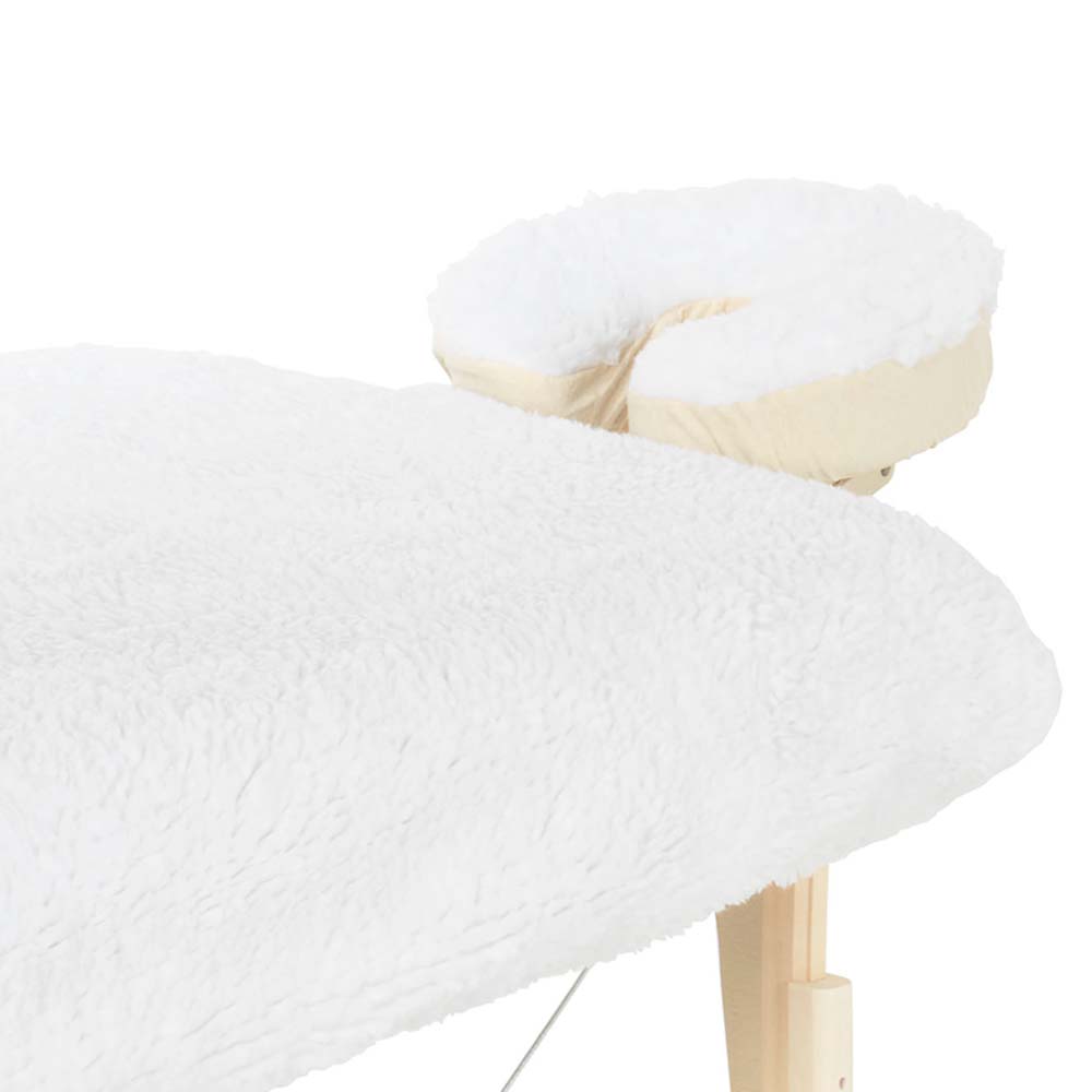 Fluffy Fleece Deluxe Fitted Sheet White with Headrest Cover