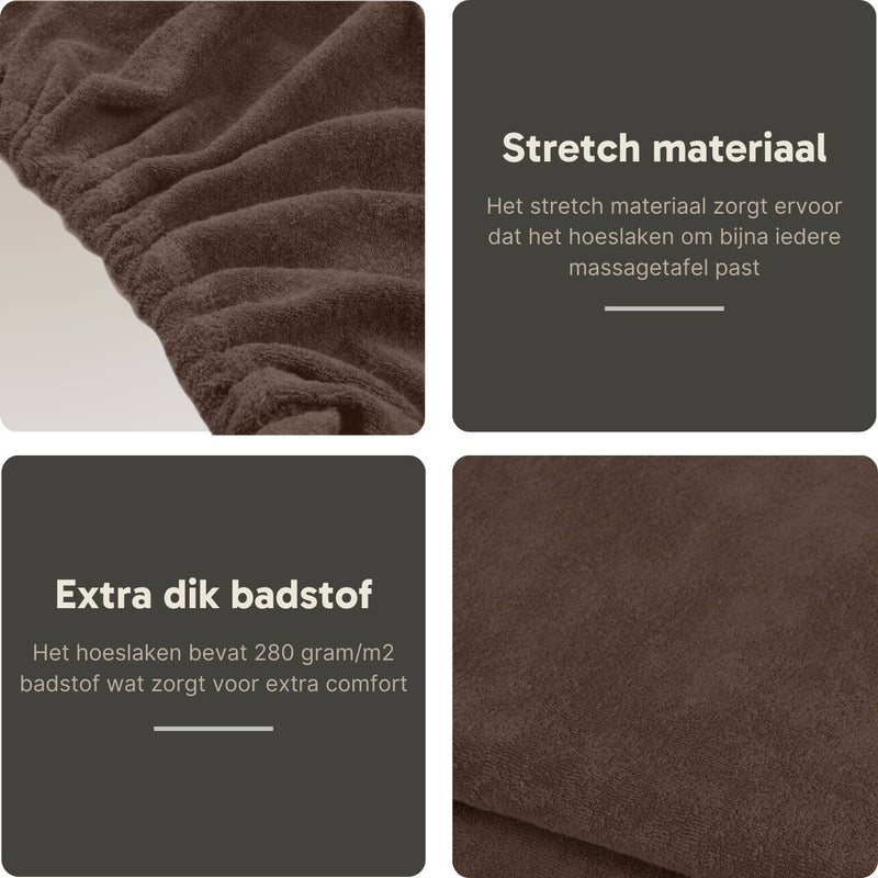 Terry Cloth Fitted Sheet for Massage Table Chocolate Brown with Face Hole