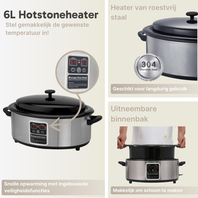 Hot Stone Heater 6 Liter with Display