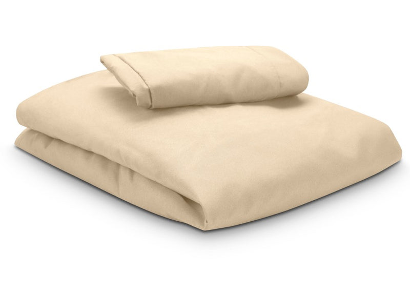 Microfiber Fitted Sheet with Headrest Cover Beige 80cm