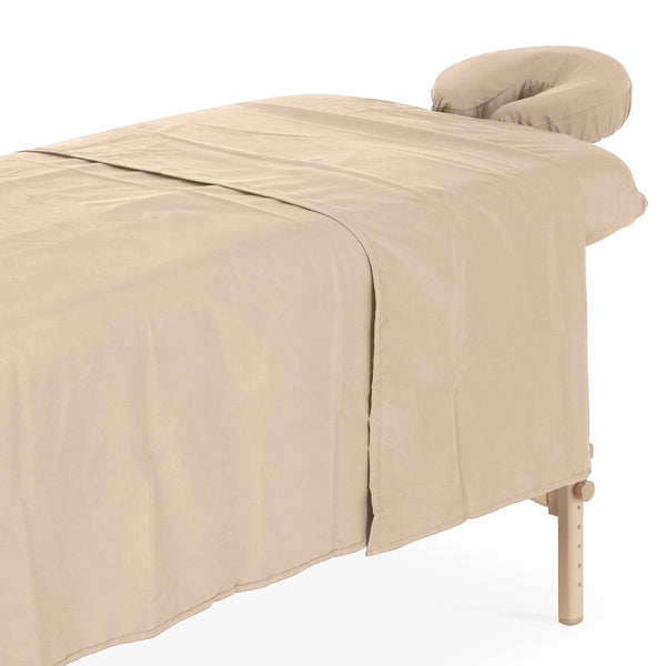 Microfiber Fitted Sheet Set Lightbrown 80cm (incl. headrest cover and overlay blanket)