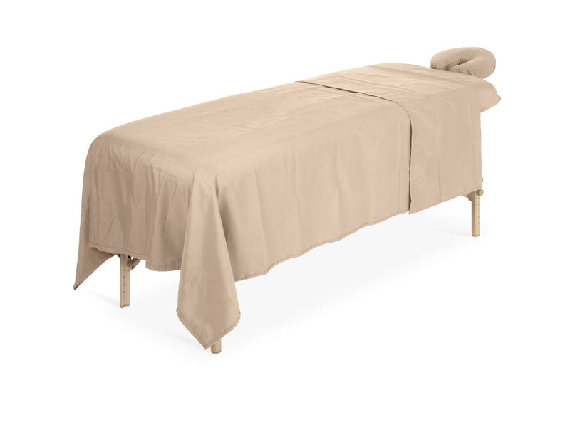 Microfiber Fitted Sheet Set Lightbrown 80cm (incl. headrest cover and overlay blanket)