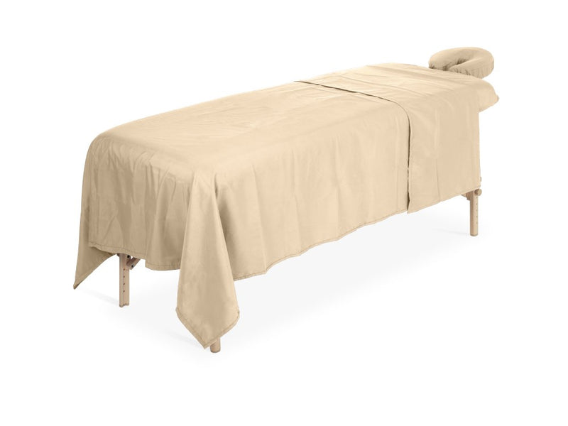 Microfiber Fitted Sheet Set Beige 80cm (incl. headrest cover and overlay blanket)