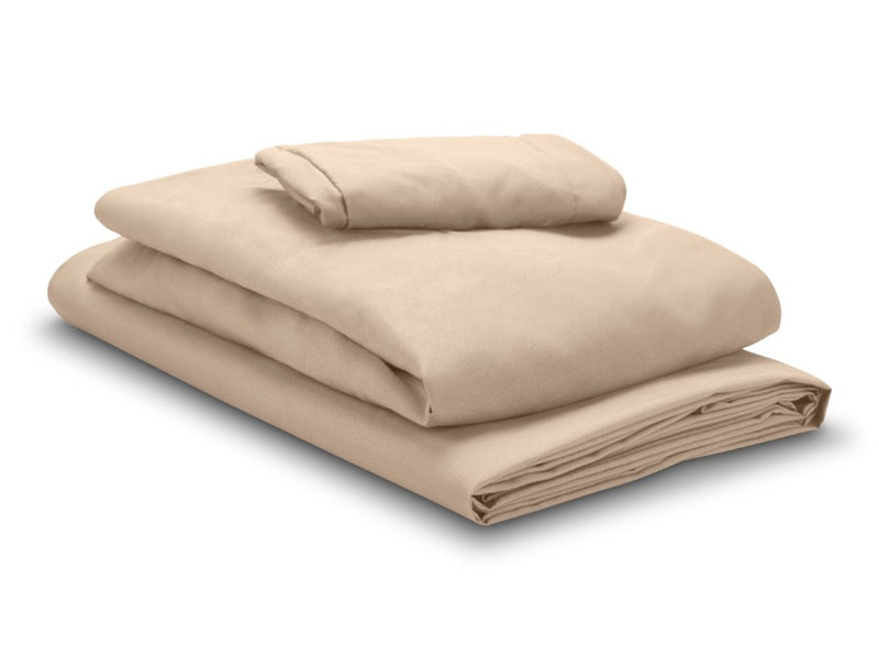 Microfiber Fitted Sheet Set Lightbrown 80cm (incl. headrest cover and overlay blanket)