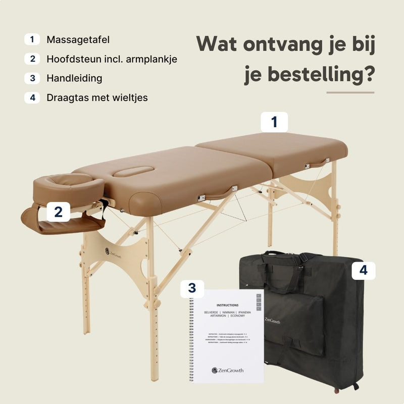 Tweedekans ZENGROWTH Massagetafel Belverde 2.0 Mocca 71cm