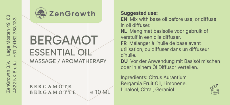 ZENGROWTH Biologische Etherische Olie Bergamot Display 12 flesjes