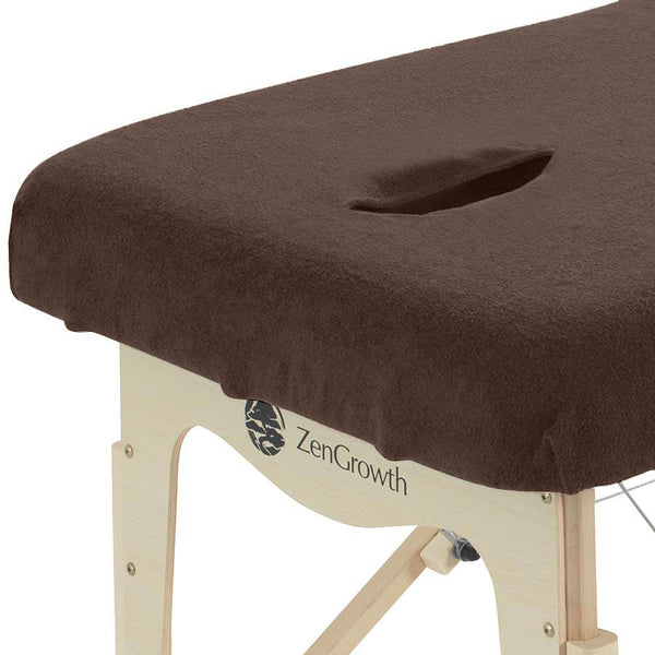 Terry Cloth Fitted Sheet for Massage Table Chocolate Brown with Face Hole