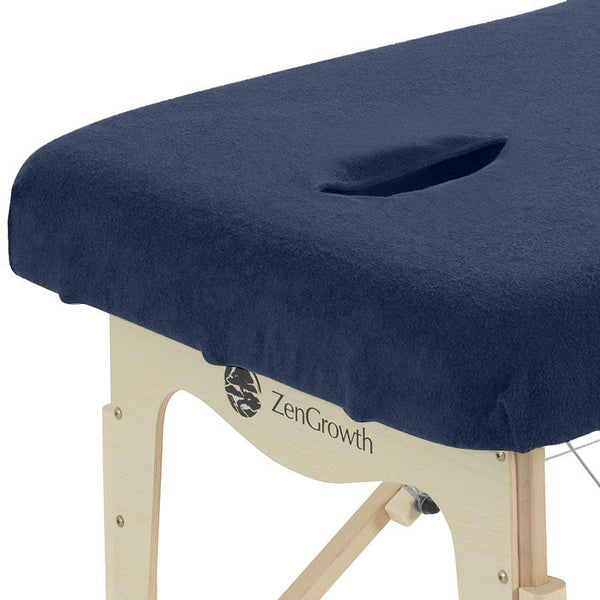 Terry Cloth Fitted Sheet for Massage Table Navy Blue with Face Hole ZENGROWTH