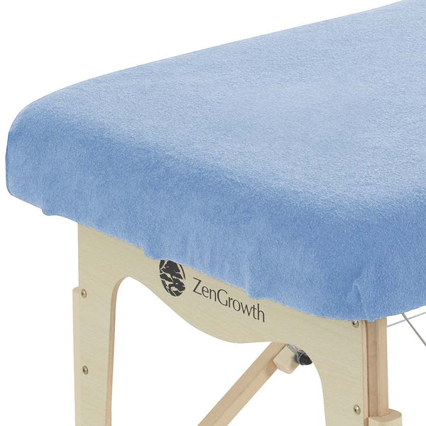 Light Blue Terry Cloth Fitted Sheet for Massage Table Without Face Cutout