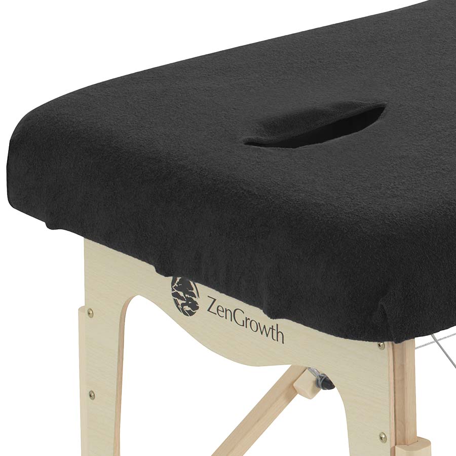 Terry Cloth Fitted Sheet for Massage Table Black with Face Cradle Cutout